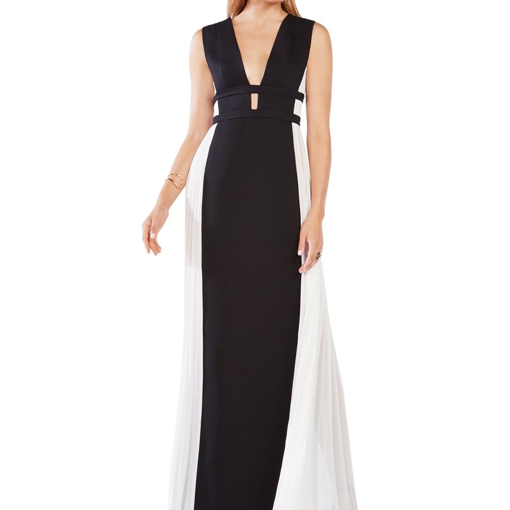 BCBG Black Tahlia Colorblock V-back Gown